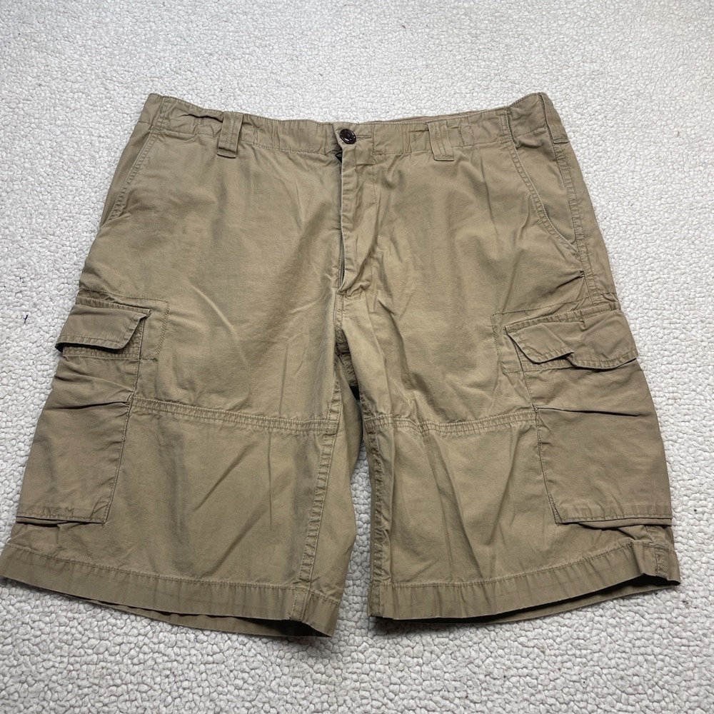 Unbranded Cargo Shorts Mens 36 Tan Khaki Cotton Multi Pocket Casual Outdoor